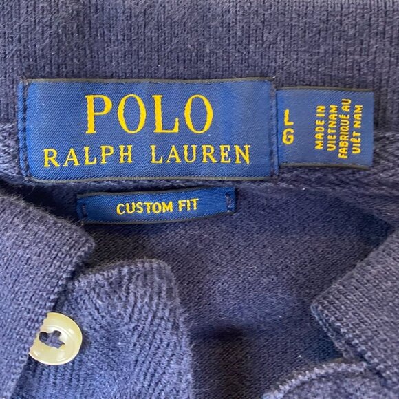 Polo Ralph Lauren Mens Polo Shirt Large Short Sleeve Custom Fit Casual Navy - Picture 5 of 14